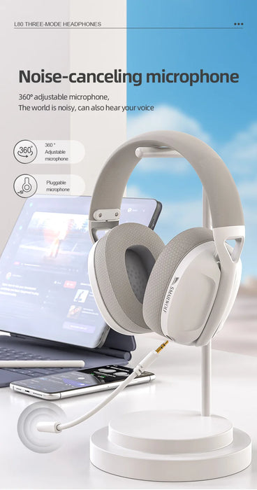 L80 Lightweight Three-Mode Gaming Headset — Bluetooth & Wired with Microphone
