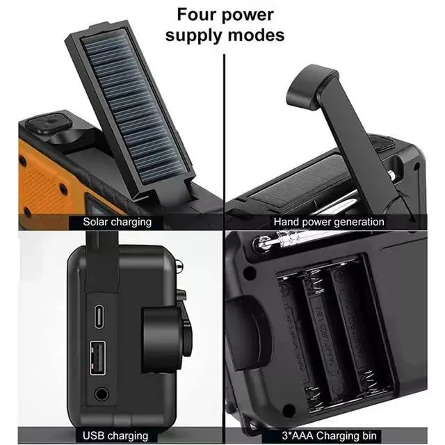 5000mAh Emergency Hand Crank Radio — AM/FM/SW, Solar, USB & NOAA Alerts