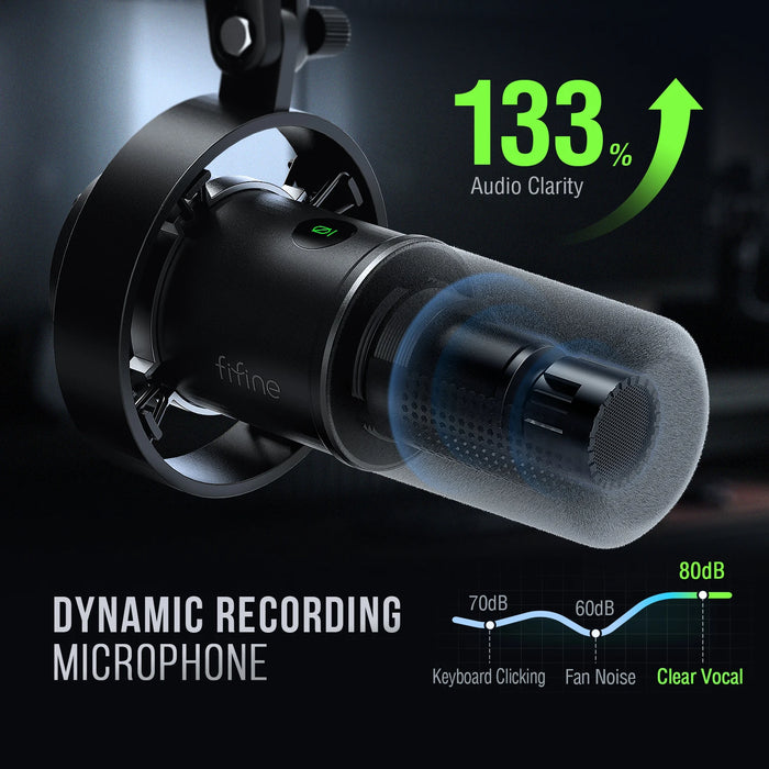 USB/XLR Dynamic Microphone K688 — Shock Mount, Touch Mute & Headphone Monitor