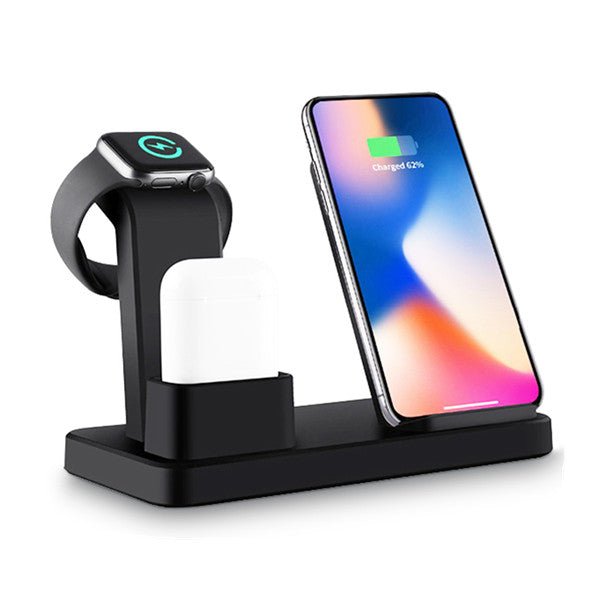 Bakeey 3 In 1 - 7.5W/10W Fast QI Wireless Charger Station Stand for iPhone, Apple Watch 1/2/3/4 Series, and AirPods - Ideal for Apple Device Lovers - Shopsta EU