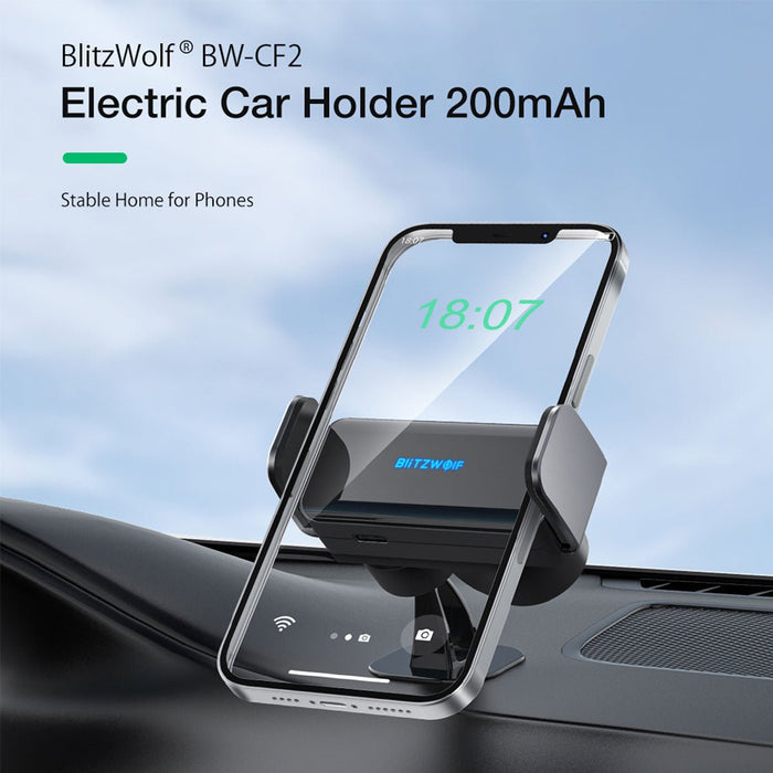 BlitzWolf BW-CF2 - 2-in-1 Infrared Induction Smart Sensor Car Phone Holder/Stand, Adjustable Air Vent or Dashboard Mount - Universal Compatibility for 68-90mm Width Phones including iPhone 13, POCO X3 F3 and Samsung - Shopsta EU