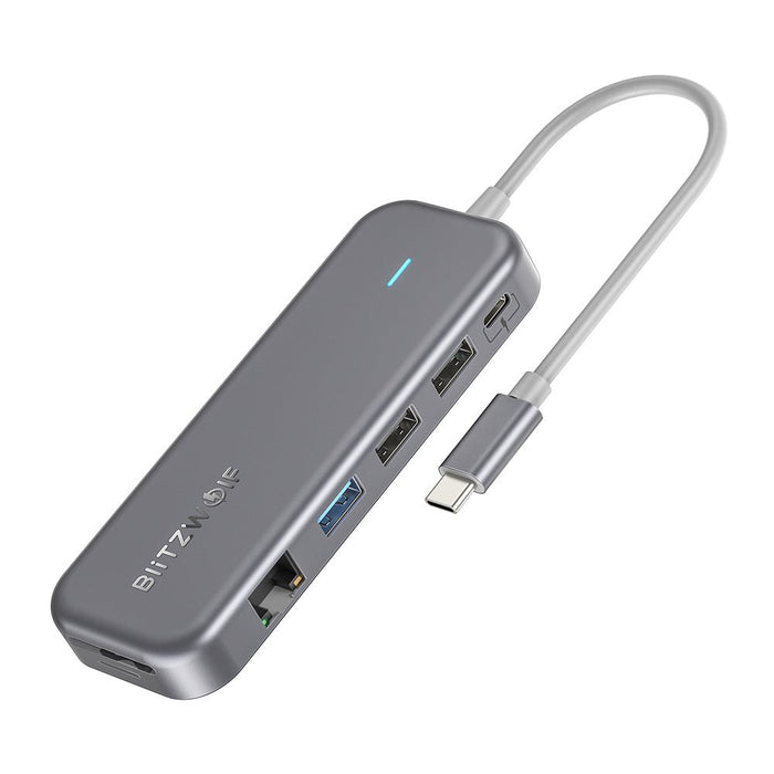 BlitzWolf BW-TH11 - 11-in-1 USB-C Data Hub, Dual 4K HDMI, 1080P VGA, USB3.0, USB2.0, 1000Mbps RJ45 LAN, SD/TF Card Slots - Up to 100W Type-C PD Charging for Professionals - Shopsta EU
