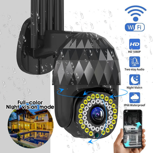 Guudgo 1080P 39 LED 5X Zoom - Outdoor PTZ IP Black Camera with Two-Way Audio, WiFi, Auto Waterproof, Night Vision - Ideal for CCTV Video Surveillance in Home or Business Settings - Shopsta EU