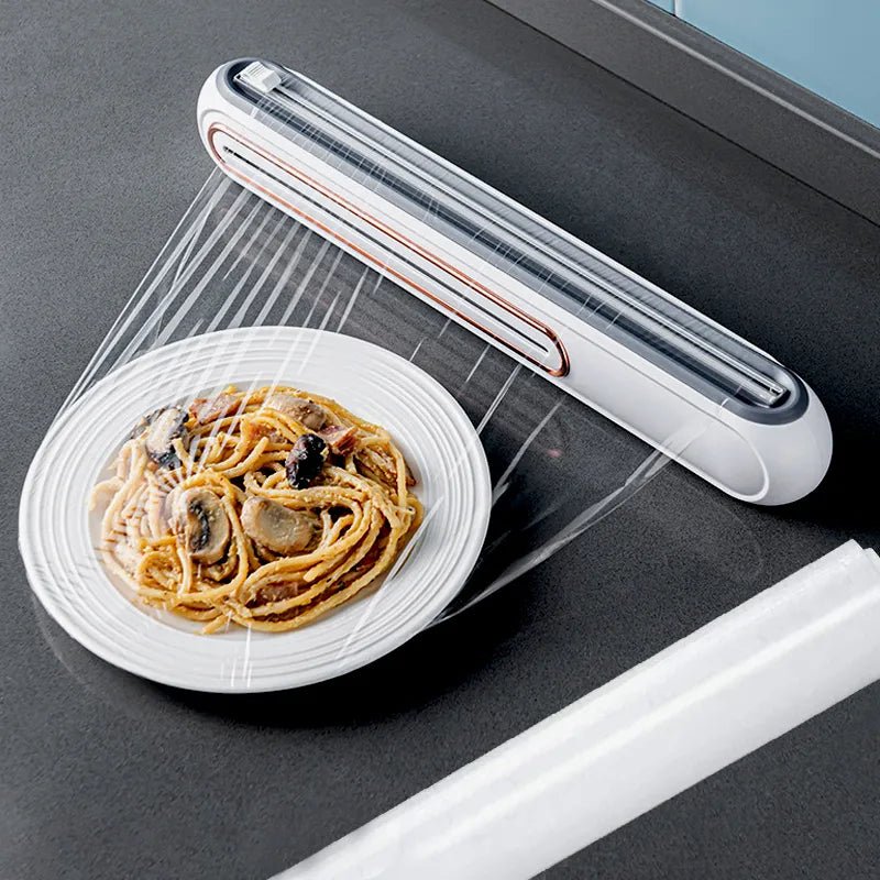 Magnetic Refillable Plastic Wrap Dispenser With Cutter, Tin Aluminum Foil Dispenser Cutter, Film Wrap Dispenser Kitchen Tool - Shopsta EU