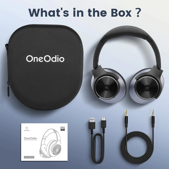 Oneodio A Series - Bluetooth 5.0 Draadloze Hoofdtelefoon met Actieve Ruisonderdrukking - Ingebouwde Microfoon, Type C Opladen & Draagtas - Uitgebreide Garantie van 2 Jaar Inbegrepen