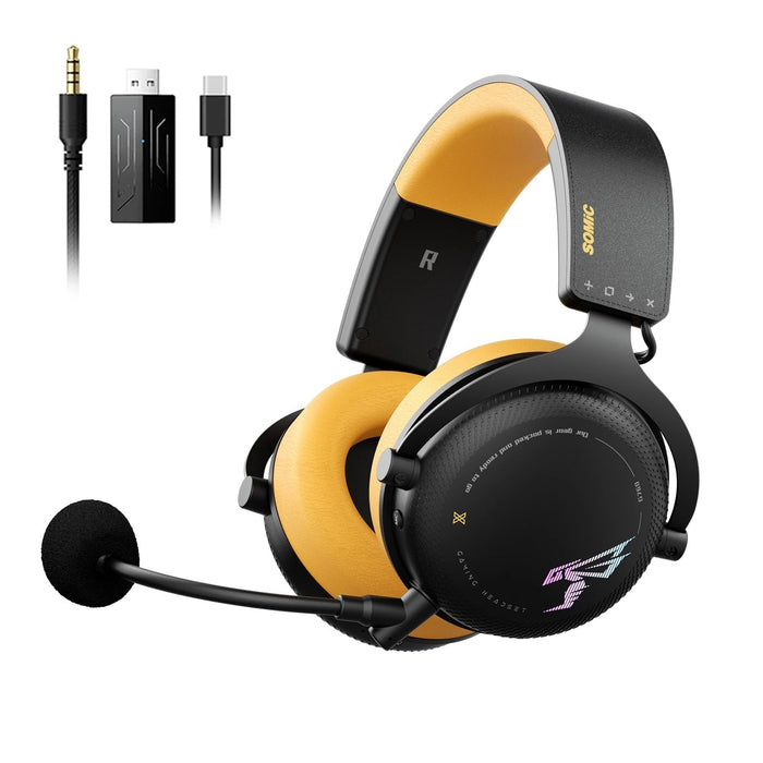 SOMiC G Series - Wireless Gaming Headset with Detachable Mic - 3 Connection Modes: Bluetooth, 2.4G USB Dongle, Wired 3.5mm - Compatible with PS5 / PS4 / PC / Computer / Phone / XBOX / Switch - Shopsta EU