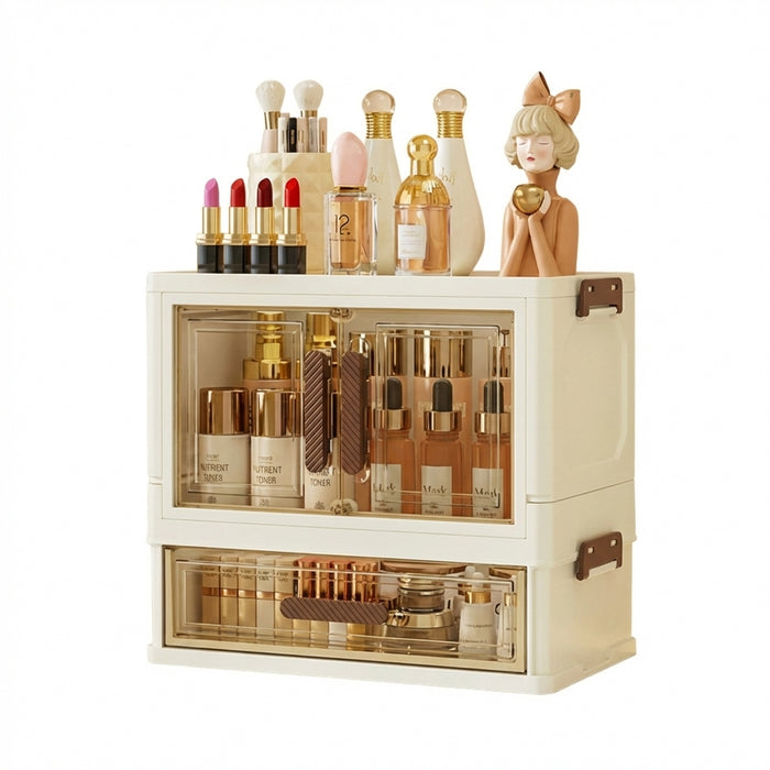 Foldable Transparent Drawer Cosmetic Organiser — Dustproof Multi‑Layer Makeup Storage