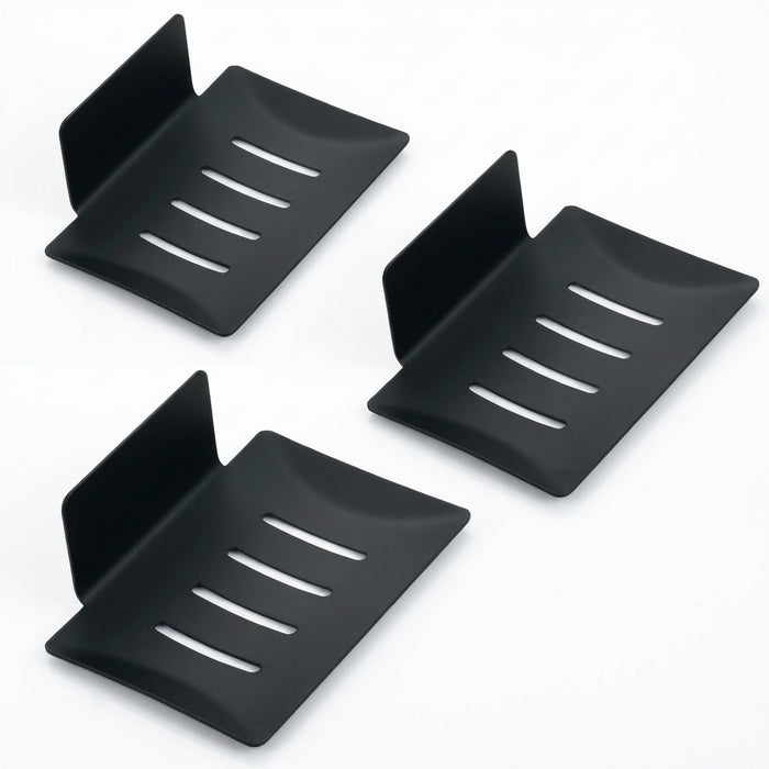 No-Drill Wall-Mounted Space Aluminium Soap Rack — Single or 3-Pack, Black/Grey/White