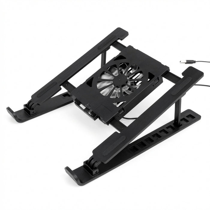 Foldable Laptop Cooling Stand with 1 Fan — Portable Elevated Notebook Riser
