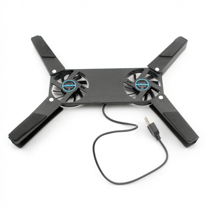 Foldable Laptop Cooler with Dual 60mm Fans — USB-Powered Stand for 7–15-inch Notebooks