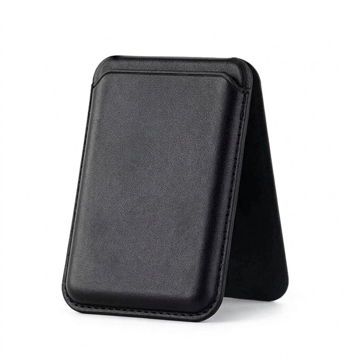 Magnetic Artificial Leather Wallet Case with Hidden Stand — MagSafe Compatible for iPhone 12–16 Pro/Max — Black