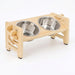 Adjustable Wooden Raised Pet Bowl Stand with 2 Stainless Steel Bowls for Small Dogs & Cats
