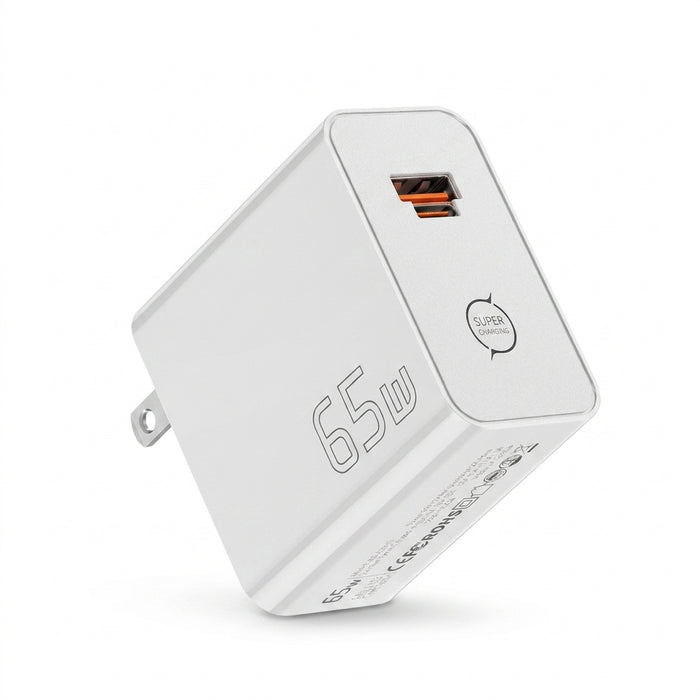 65W GaN Dual-Port Fast Charger PD3.0 PPS QC4.0 – Hybrid USB-C/USB-A