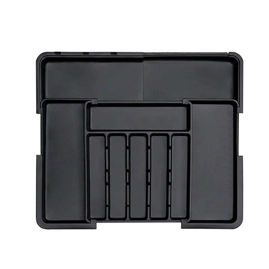 Adjustable Cutlery Drawer Organiser – Expandable Utensil Tray (Black)