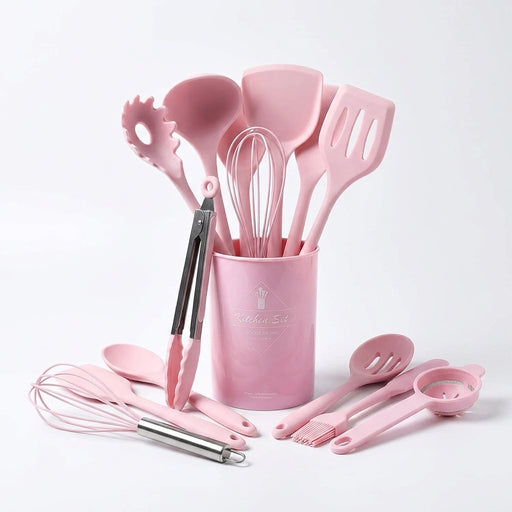 15-Piece Khaki Silicone Kitchen Utensil Set — Food-Grade Cookware Tools