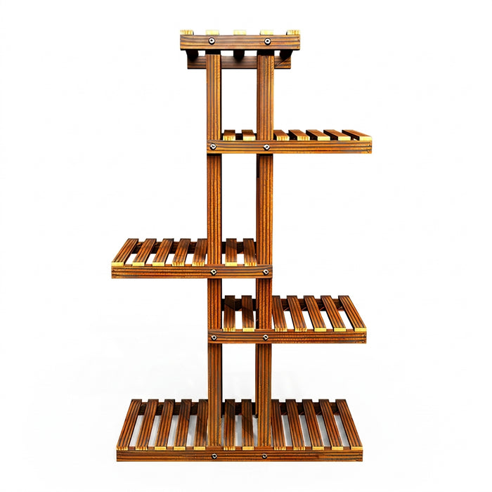 5-Tier Wooden Plant Stand — 36in (92×56×25cm), Holds 6 Pots